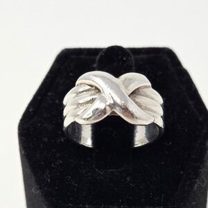Sterling Silver 925 Intertwined Crisscross Knot Kiss Band Ring Size 5.5  4.9g